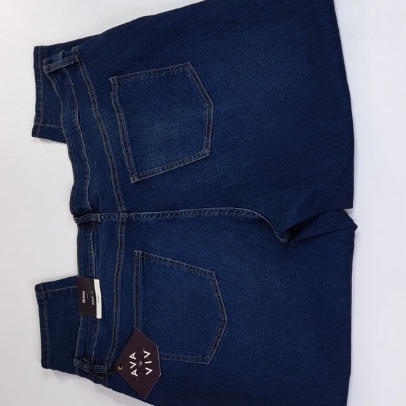 New AVA & VIV Skinny Dark Wash Stretch Blue Jeans Size 22W Inseam 27.5 - Picture 4 of 16